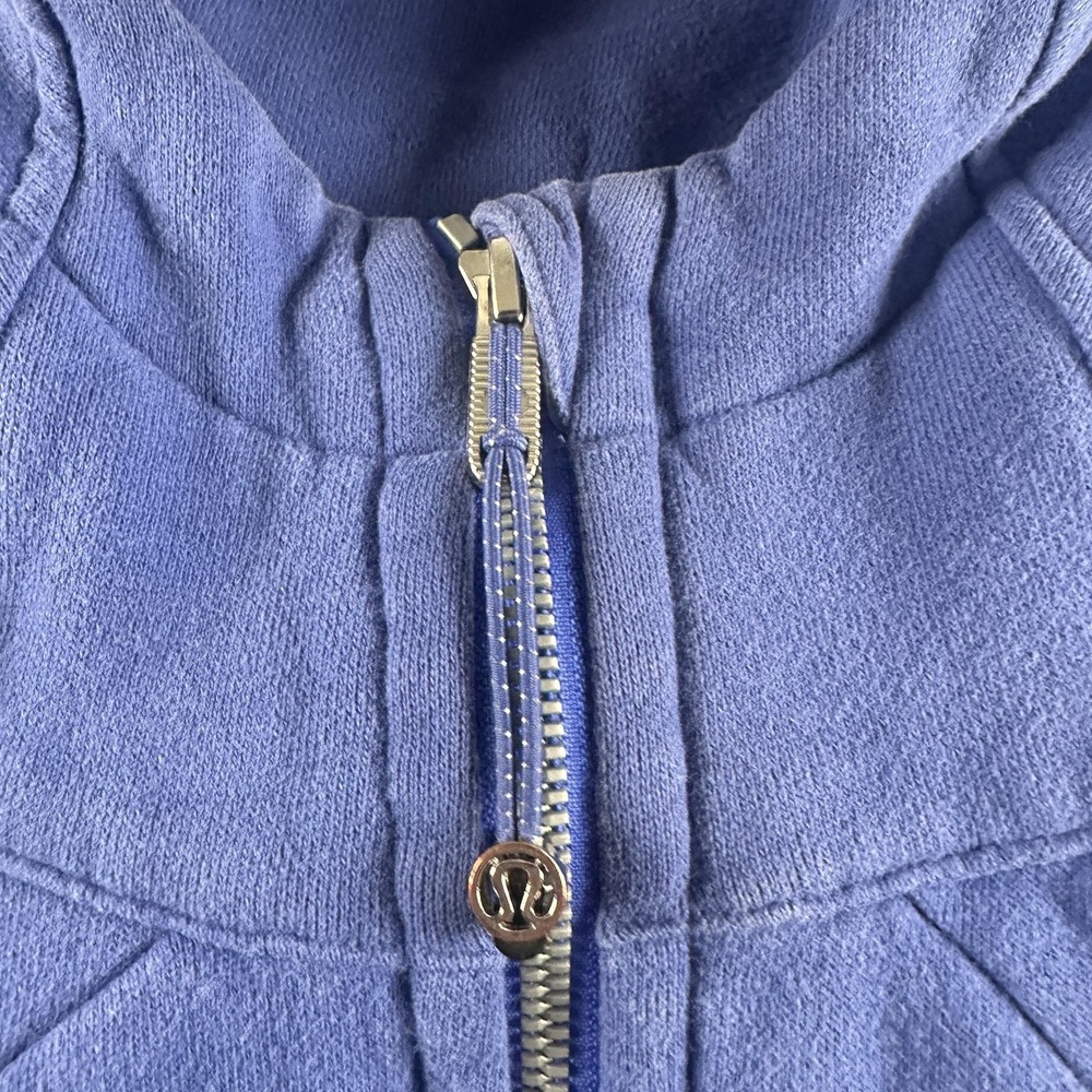 Lululemon Scuba Hoodie Womens 4 Blue Fleece Full Zip Thumbholes Logo Sweatshirt - Picture 4 of 9